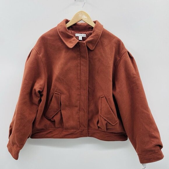 And Now This Womens Plus Size 1X Dropped-Shoulder Bomber Jacket Sonoma Brick 308 - Picture 2 of 7